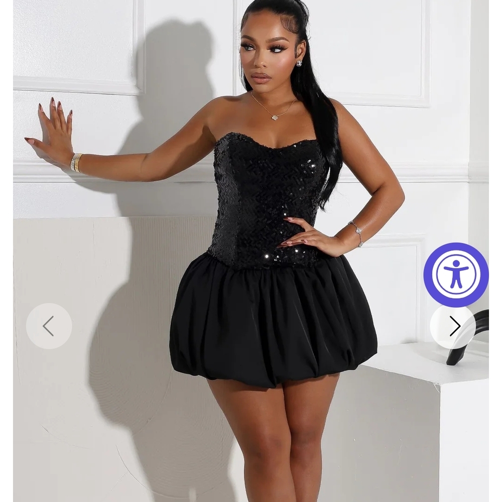 Black Sequin Strapless Mini Dress
